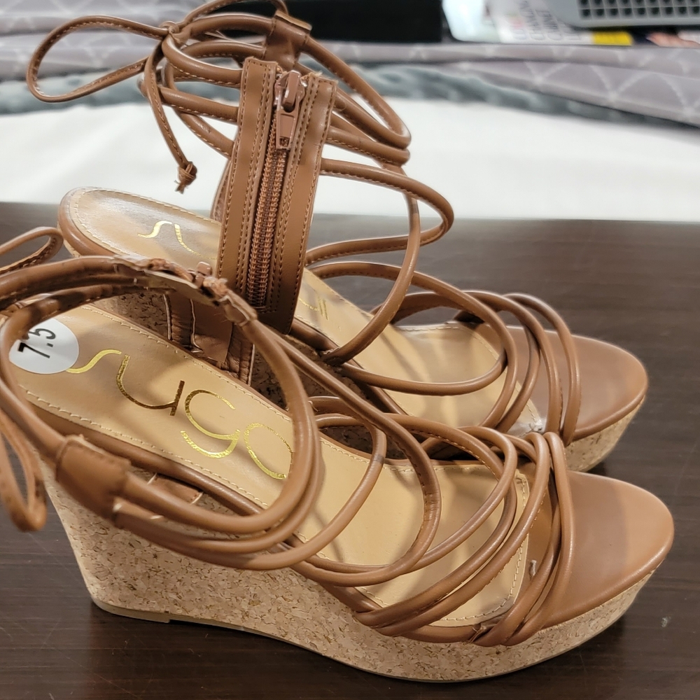 Sugar women's stappy wedge heels shoes size 7.5